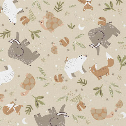 Printed Cotton CROMIGNON Linen / Brown Sugar